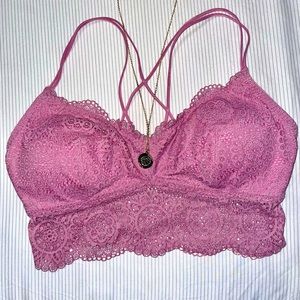 Hollister Lavender Lace Bralette with crisscross back. 💜